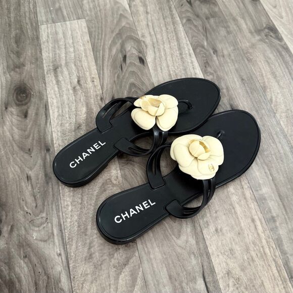 Chanel Camellia flower rubber sandals flip flops - Picture 1 of 3